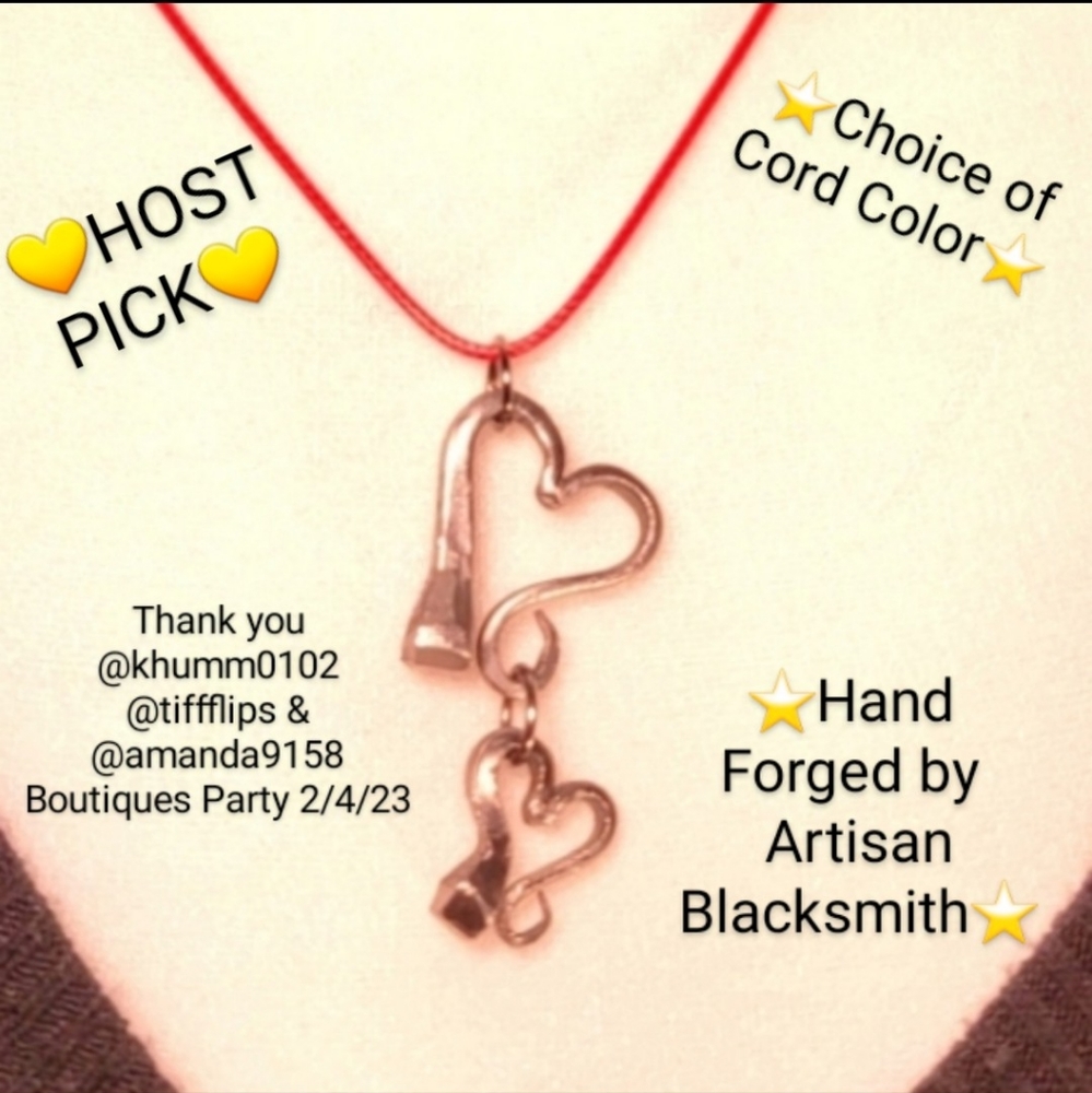 "Cascading Hearts" Horseshoe Nail Pendant Handcrafted by Artisan Blacksmith!